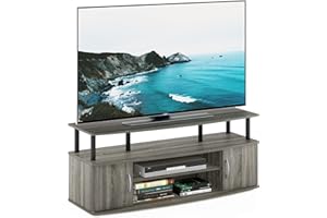 Furinno JAYA TV Stand, Entertainment Center, TV Console, for TV up to 55 Inch, with 2 Doors and Cable Management Holes, for Living Room, Bedroom, French Oak