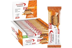 Premier Protein Bar Deluxe Chocolate Peanut Butter 12x50g - Alto contenido en proteínas Bajo contenido en azúcares + Reducido en hidratos de carbono + Sin aceite de palma