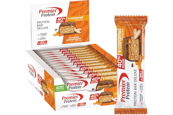 Premier Protein - Protein Bar Deluxe 40% - Chocolate Peanut Butter - 12x50g - faible en sucres – pauvre en glucides – sans huile de palme