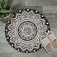 KIMODE Boho Round Rug 90cm, Non Slip Area Rugs for Bedroom Mandala Soft Machine Washable Rugs Living Room Indoor Mat Entryway Rug Non Shedding Boho Rug for Bedroom Living Dining Room (Black)