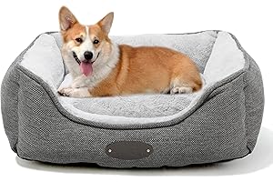 Lit Snoozer pour chien et chat de petite race - Confortable et apaisant - Tapis antidérapant avec coussin réversible - Carré, gris - Debang Home (M, Gris)