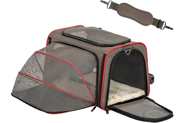 Petsfit Sac de Transport Chat Chien Extensible, Portable Sac Transport Chien Lapin, Souple et Pliable avec Tapis en Laine pour Voyage en Avion/Voiture/Train