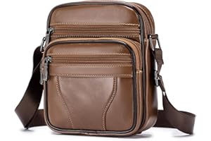 SPAHER Borsello Uomo Tracolla Pelle Borsa a Tracolla Casual Borsa a Spalla da Uomo Borselli da Lavoro Piccolo Messenger Bag per Ufficio/Vita Quotidiana, Idea Regalo per festa del papà, Marrone