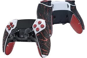 Controller Grips for PS5 DualSense Edge, Skin kit, Anti-Rutsch, Multi-Textur, Schweißabsorption, Vorgefertigte Griffstreifen, von SHADOW BOOLT (Schwarz & Rot)