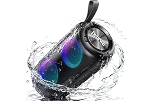 DYURWA Bluetooth Speaker, Bluetooth 5.3 Portable Music Box, Bass Drivers, LED Breath Light, Hands-Free Function for Phone, Dustproof and IPX6 Waterproof, 12h Battery, Suitable for Outdoor/Party/Travel