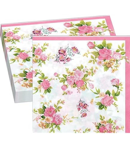 Tovaglioli Di Carta Colorati Con Fiori - 80 Pezzi, Morbidi E Assorbenti Per Feste E Pranzi - Foto 6