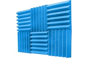 JBER Klin akustyczny z pianki, 5 x 30 x 30 cm, panel dźwiękoszczelny, ognioodporna, dźwiękoszczelna wyściółka, pianka akustyczna (15 stóp kwadratowych, niebieski)