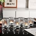 12pcs Glass Tea light Candle Holders,Vintage Candle jar, Coloured Tealight Holders, votive candle holder for Indoor, Outdoor, Garden, Dinner, Church, Weddings, Home Décor, Gifts (Clear)
