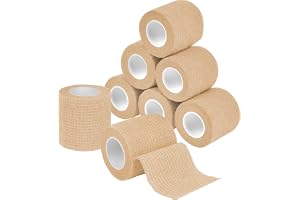 Självhäftande Bandage, 5 cm X 4,5 m Gipsrullbandagematerial, 8 Rullar Elastiskt Bandage, Fixeringsbandage, Självhäftande Bandage för Sport, Fingrar, Hand, Tår, Fötter, Katt, Hund, Häst