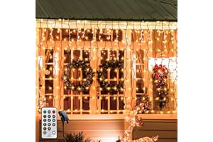 CERIAL Zewnętrzne kurtyny świetlne wewnętrzne, solarne lampy ogrodowe, 4 m x 1 m, wodospad, łańcuch świetlny, zielony drut, zewnętrzne światła choinkowe, lampy ścienne z pilotem, wodoodporne