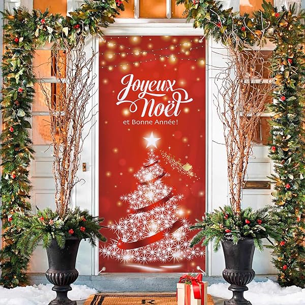 Décoration De Porte Bonhomme De Neige Noël - Grande Bannière 180x90 Cm Pour Extérieur/Intérieur - 9