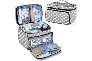 Luxja Sac de Médecine avec 2 Pochettes Transparentes Amovibles, Sac de rangement de Médicaments (Sac Seulement), Points Gris