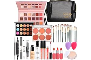 LYMYBETY Makeup Set, Cosmetic Make Up Starter Kit With Storage Bag Portable Travel Make Up Palette Eyeshadow Foundation Lip Gloss for Teenage & Adults (Style B)