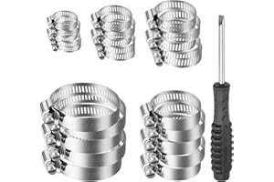 Nivithi Collier de Serrage Réglable,Collier de Serrage Inox,Collier Serrage Métallique,Collier Durite,pour Tuyaux et Tubes Auto/Piscine,25 Pièces 6-51mm