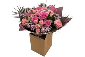 MORNING FLOWERS Pink Whisper Flower Bouquet that brings a Fresh, vibrant Accent even during the Autumn, Choice of pink Roses, Carnations, Floral Arrangement, Birthday Celebrations