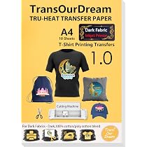 Transferable Ink/paper Inkjet Transfer Paper HTVRONT Heat Transfer Paper Bundle - 10 Dark ...