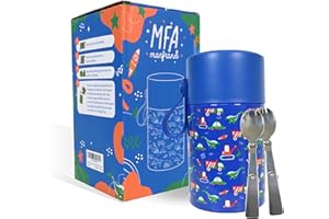 MFA MARFRAND Marfrand - Thermos per Neonati Bambini per Alimenti Caldi, Bibite, Solidi e Liquidi, Contenitore per il ranzo. Acciaio inossidabile isolato 550 ml. Dinosauro