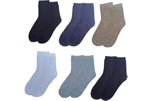 lurensa 6 Pares de calcetines para niño - niña - bebé de suave algodón y traspirables. Medias unicolores cortas – deportes - elástico y resistente, Variedad de tallas