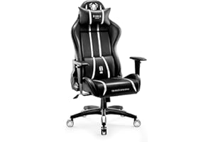 Diablo X-One 2.0 Silla Gaming Gamer Oficina Sillon de Ordenador Reposabrazos Ajustables Cuello/Cojín Lumbar Diseño Ergonómico Negro-Blanco King (XL)