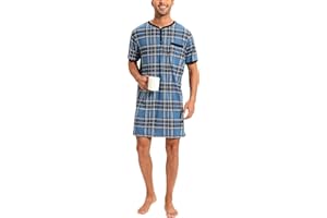 YUKIUINY Pijama Larga Hombre Algodón Camisetas de Pijama Hombre Manga Larga Camisa de Dormir Ropa de Dormir Pijama Sexy Casual Cómodo