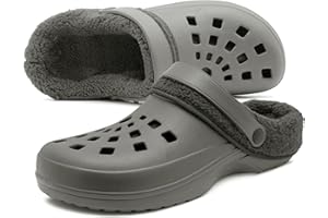 IMTY Mens Clogs Warm Fur Lined Thermal Garden Clogs Slip On Lightweight EVA Slippers Indoor House Shoes Shower Sandals