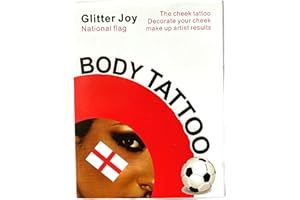 GLITTER JOY England St Georges Flag - England Rugby, English Football Country Flag - 5 Pack (20 Tattoos) Temporary Skin, Face & Body Tattoo Sticker - Perfect for trips to the pub, Sporting events St Georges Day