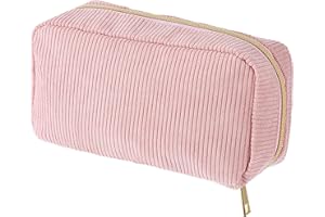 Giantree Damska mała kosmetyczka, prosta torba do przechowywania z 3 kieszeniami wewnętrznymi, sztruksowa, przenośna, podróżna torba do makijażu, torba na pranie, do przechowywania różnych kosmetyków