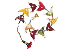 Paper High 10-Bird Bell Tota | Traditional Indian Hanging Decoration | Handmade | Recycled Fabric | Bedroom Decorations | Home Décor