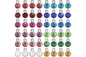 Gukasxi 96 Pieces Crystal Birthstone Charms Necklace Earring Bracelet Beads Pendants with Rings for DIY Jewelry Making and Crafting, 12 Colors …
