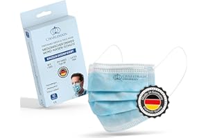 Charlemain 10x OP Masken, Made in Germany, EN 14683 Typ IIR, Medizinischer Mund-Nasen-Schutz, BFE >99,9% 3-lagig, Latexfrei, MNS, Einweg-Gesichtsmasken - Blau