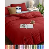 Utopia Bedding Duvet Cover for 105 Bed 200 x 200, Red | Duvet Cover 200 x 200 cm and 2 Pillowcases 50 x 75 cm, Microfibre, Oe