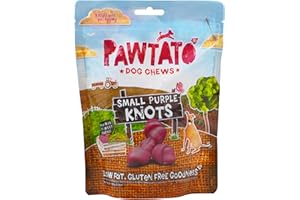 BENEVO Pawtato Vegan dog chews Small Purple Knots. Natural rawhide alternative dog treat. Low fat, plant based, hypoallergenic, sweet potato chews, 150g