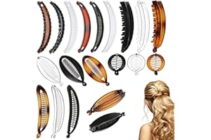 PMELCXD Pince Banane Cheveux Femme 20 Pièces Pinces à Cheveux Banane Barrettes à Cheveux Griffes Clips de Peigne à Cheveux avec Dents Queue de Poisson pour Queue de Cheval en Plastique Flexible