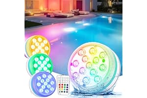 Vankarr Iluminación subacuática para piscina, magnética, LED, con mando a distancia, IP68, LED, resistente al agua, para piscina, estanque, acuario, iluminación, 4 unidades