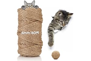 Gowkeey Corde Arbre à Chat 6 mm x 60 m, Corde en Sisal Naturel pour Arbres à Chat