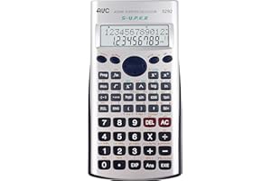 ALEVAR AVC Calculatrice scientifique 10+2 chiffres, 279 fonctions, écran 2 lignes et étui rigide, couleur argent