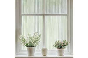 Qualsen Pellicola per Vetri Finestre 44.3 x 400cm, Motivo a Canne Pellicola Oscurante Vetri Finestre Decorativa Anti-UV Elettrostatica Autoadesive Pellicola Privacy Finestre per Casa Ufficio, Bianco