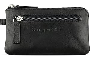 Bugatti Super Slim Portfel na klucze z naturalnej skóry - cienki z ochroną RFID, czarny