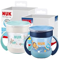 NUK Magic Cup Tasse Apprentissage 360° | 230ml Anti-Fuites | Sans BPA | Dès 8 Mois (Bleu)
