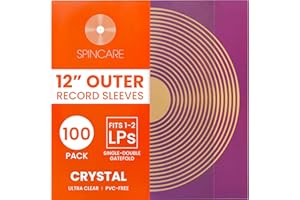 SPINCARE 100x Pochettes Standard Disque Vinyles 33 Tours | Pochettes Crystal pour 33t Albums & LPs | Polypropylène Plastique Transparente Pochette