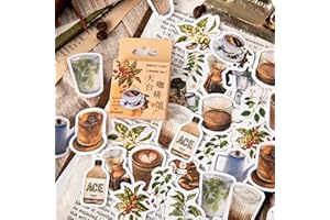 TA MERRY Scrapbook Accessories Vintage Stickers Kit，46Pcs Scrapbooking Supplies Retro Cafe Journaling Stickers for Adults，Aesthetic Kindle Stickers Craft Supplies for Scrapbooking，Card Making，Journal(Cafe）