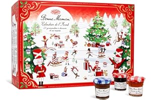 Calendrier de l’Avent Bonne Maman - Édition Limitée 2025 avec 24 Gourmandises Authentiques - Confitures & Pâtes à Tartiner - Idée Cadeau Noël pour Petit Déjeuner & Goûter
