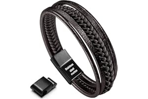 Murtoo Bracciale Uomo Pelle Chiusura in Acciaio Braccialetto Uomo Donna Pelle