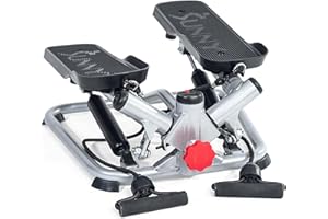 ‎SUNNY HEALTH & FITNESS Sunny Health & Fitness Stepper für Zuhause, Ministepper für Home Gym, Kompakter Sportgeräte für Ganzkörper-Cardio mit Optionaler Twist-Bewegung, Widerstandsbändern und Kostenloser SunnyFit App