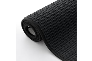 ‎HOMAXY Homaxy Chenille Badezimmerteppich Weich Badematte rutschfest Waschbar Badvorleger Saugfähig Badteppich Bad Teppich Duschvorleger für Badezimmer, Dusche, Badewanne - 60x120 cm, Schwarz