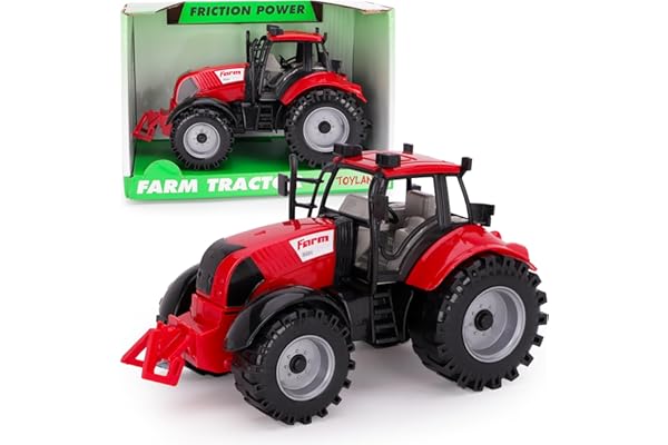 Toyland Tracteur agricole alimenté par Friction avec Capot d'ouverture – Disponible en Rose, Bleu, Rouge et Vert (Rouge)