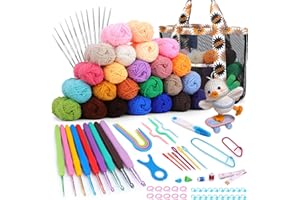 DEUDY 99 Pièces Kits de Crochet pour Adultes Débutants, Kit Crochet Debutant Complet, Kits de Crochet Portable avec Laine, Accessoires de Crochet, Crochets avec Manche en Caoutchouc pour Adultes