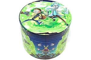 TPLF Macinino Rick e Morty 50 mm 4 parti macina spezie in lega di zinco resistente verde trituratore di erbe essiccate con la sua piccola spatola per polvere coperchio magnetico per una chiusura perfetta
