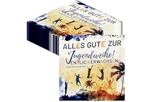 BUSCANDO 40 Stück Jugendweihe Servietten Jugendweihe Deko Tischdeko - 3-lagig Servietten Alles Gute zur Jugendweihe Endlich Erwachsen Tisch-Dekoration 33x33cm Papierservietten Schön Dass Du Da Bist