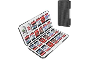 OLDZHU Boite de Rangement Jeux Switch pour Nintendo Switch,éTui De Rangement pour Carte de Jeu Portable avec 24 Emplacements pour Cartes de Jeu Et 24 Emplacements Our Cartes Micro SD,Texture Noire